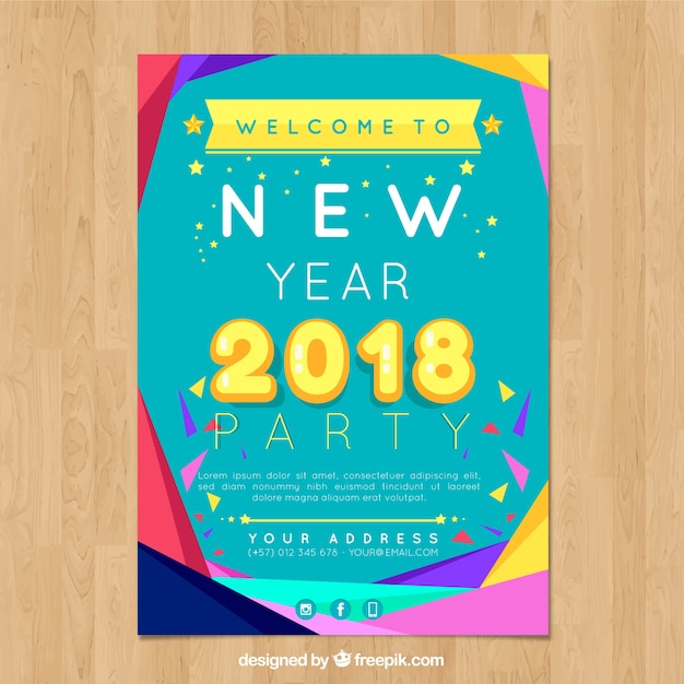 Free vector colourful new year's party poster