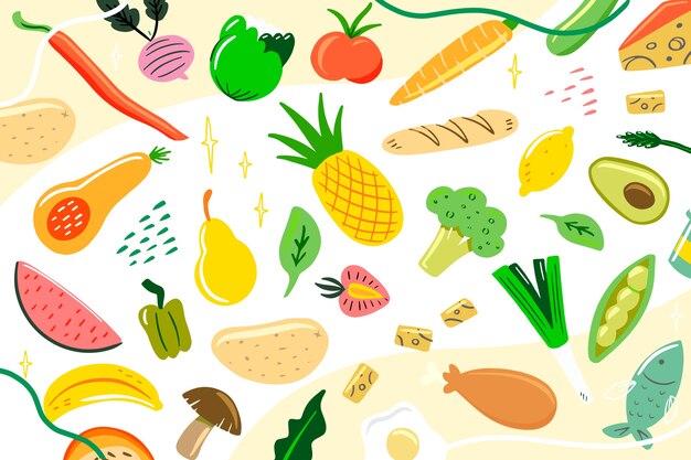 Colourful organic and vegetarian food background