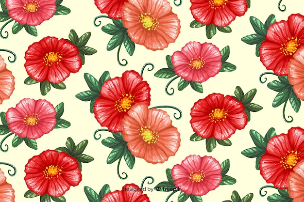 Colourful painted flowers pattern background