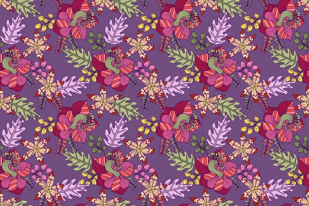 Free vector colourful painted tropical floral pattern