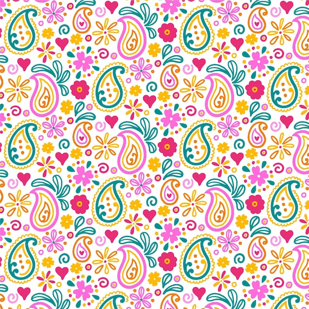 Colourful paisley seamless pattern