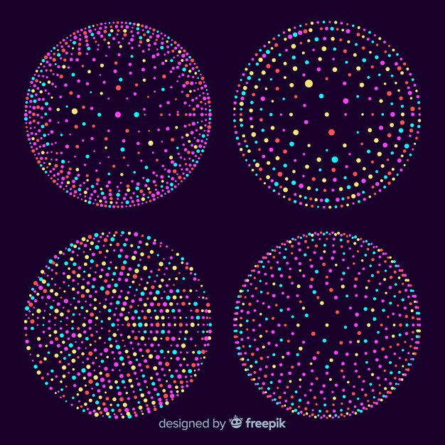 カラフルな粒子3d幾何学形状パック