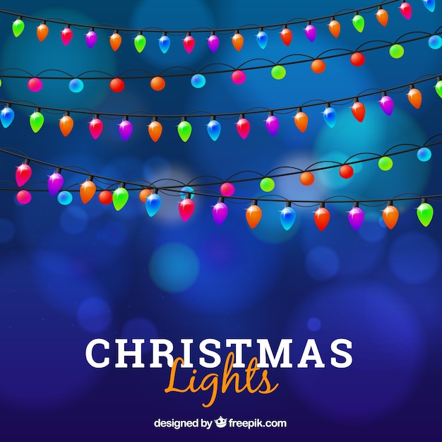 Free vector colourful realistic christmas lights