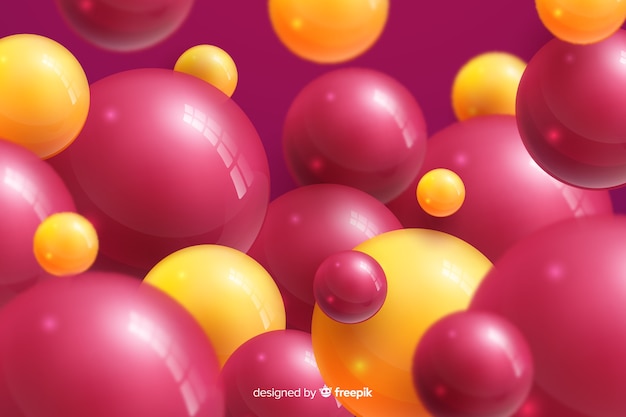 Colourful realistic flowing glossy balls background