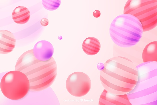 Colourful realistic flowing glossy balls background