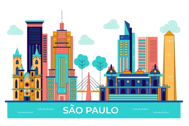 Free vector colourful sao paulo skyline