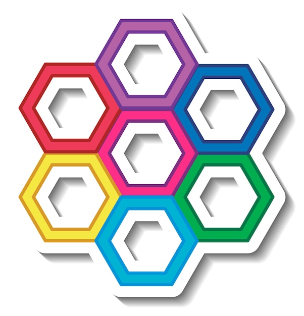 무료 벡터 다채로운 7개의 육각형 모양