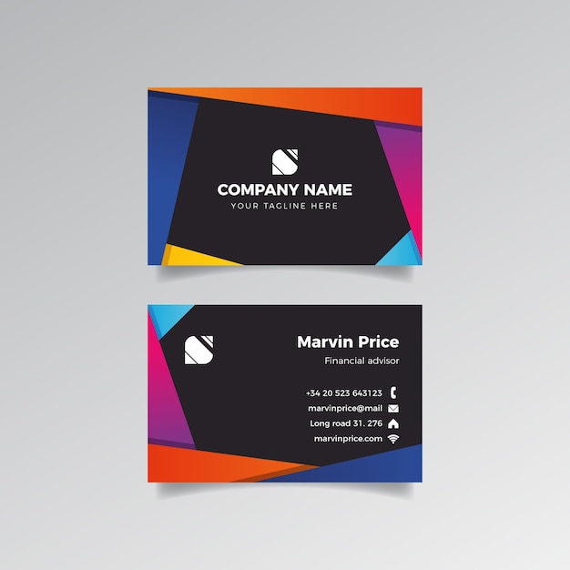 Colourful shapes design for business card