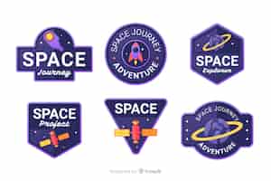 Free vector colourful space stickers collection