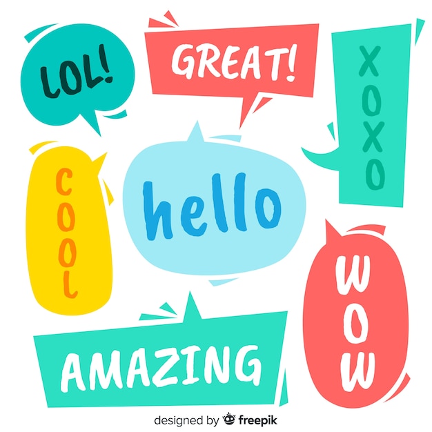 Free vector colourful speech bubbles with different expressions