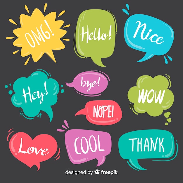 Free vector colourful speech bubbles with different expressions