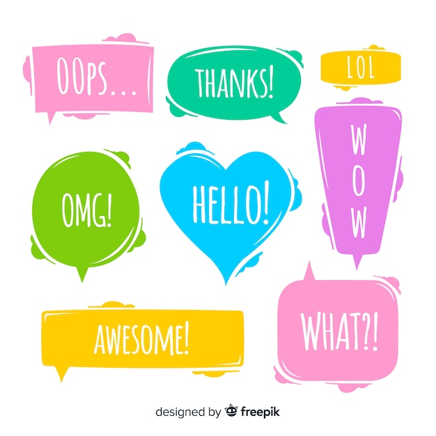 Colourful speech bubbles with different expressions