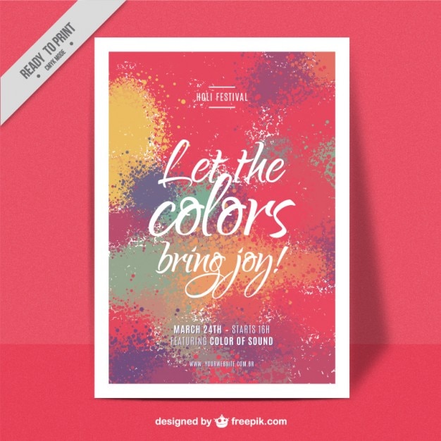 Free vector colourful splashes happy holi poster