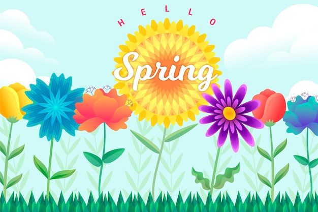 Free vector colourful spring background with flowers