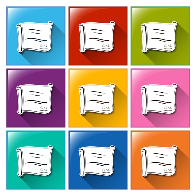 Free vector colourful square buttons with certificates