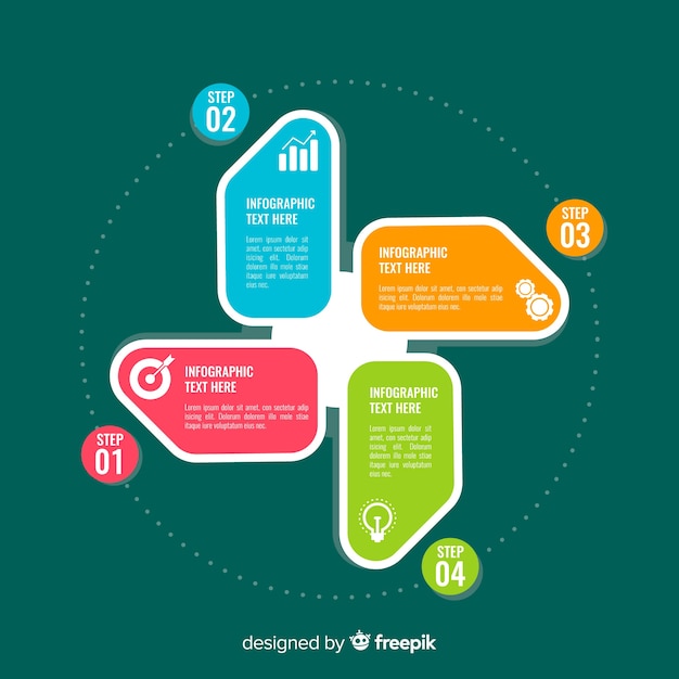 화려한 단계 infographic 요소 템플릿