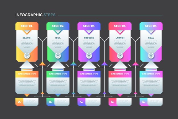 Красочные шаги и варианты инфографики коллекции