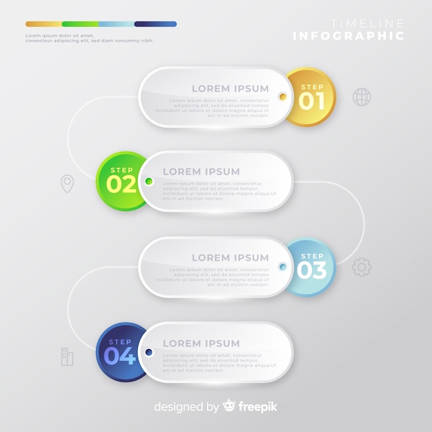 Colourful timeline infographic elements