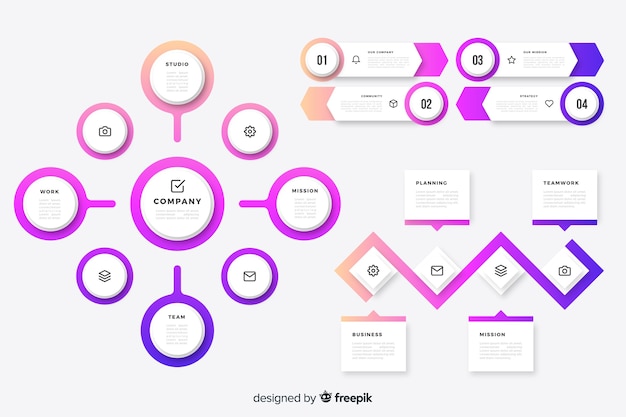 Vettore gratuito elementi di infografica timeline colorato