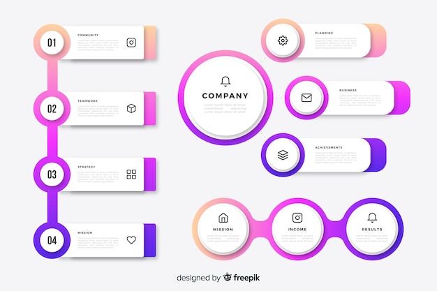 Colourful timeline infographic elements