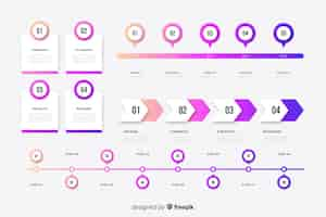 Бесплатное векторное изображение Красочные сроки инфографики элементы