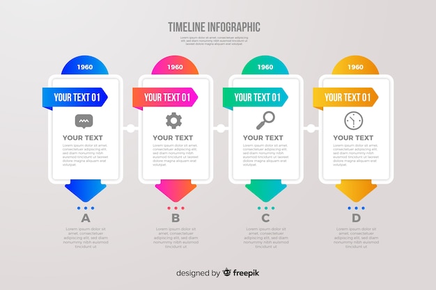 Colourful timeline infographic elements