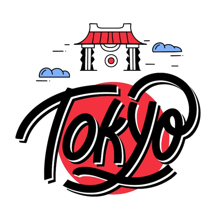 Free Vector colourful tokio city lettering
