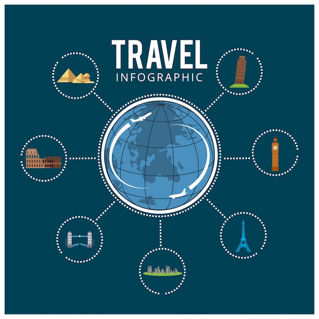 Free vector colourful travel travel and tourism background and infographic