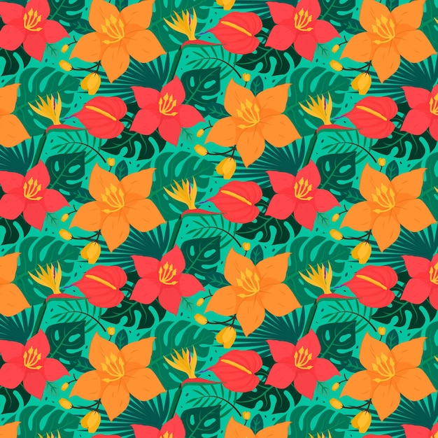 Free vector colourful tropical floral pattern