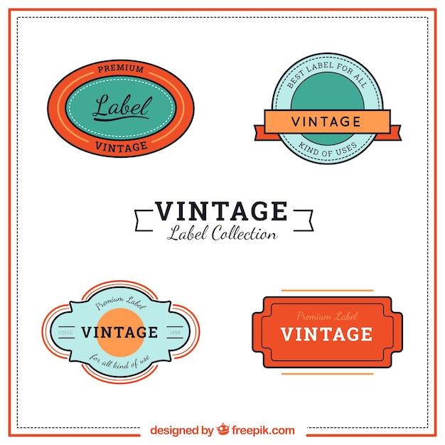 Colourful vintage labels