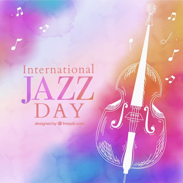 国際的なジャズの日のためのカラフルな水彩の背景