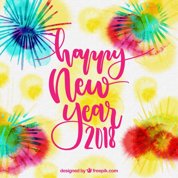 Colourful watercolour new year background 