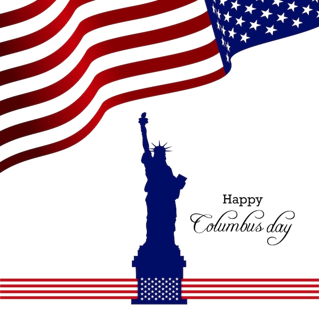 Free vector columbus day. usa flag  background with ship. vector illustration.