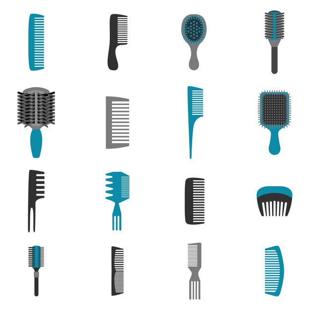 Comb Icons Flat Set