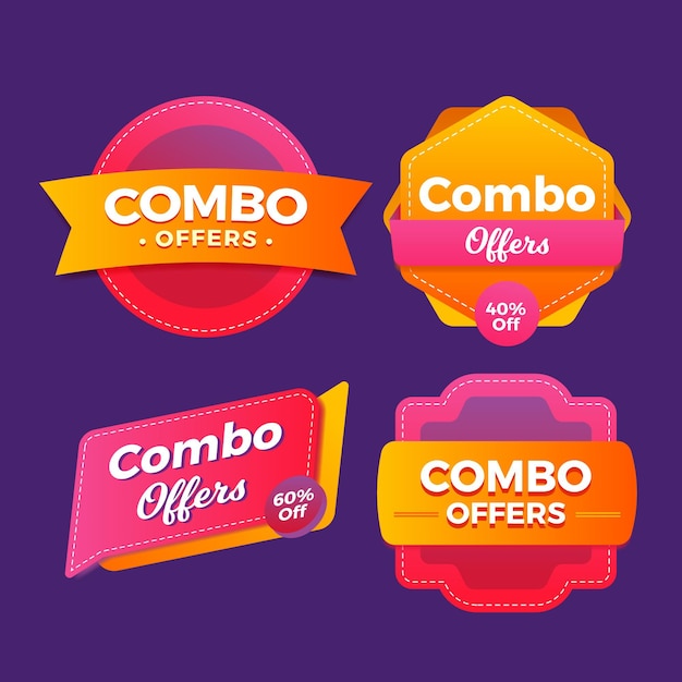 Free vector combo meals labels collection