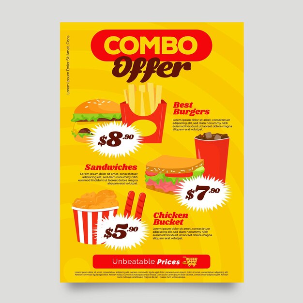 combo meals offer poster template