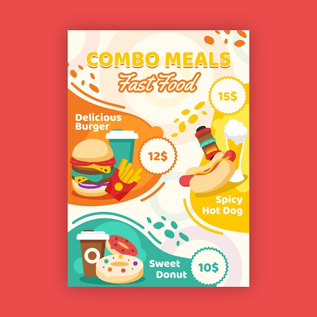 Free vector combo meals poster concept