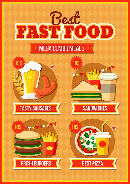 Combo meals – poster template free vector download