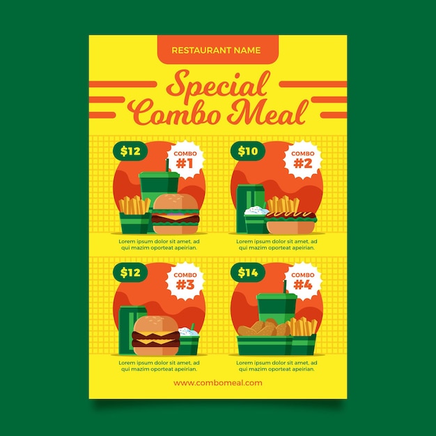 Free vector combo meals - poster template