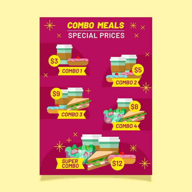 Free vector combo meals - poster