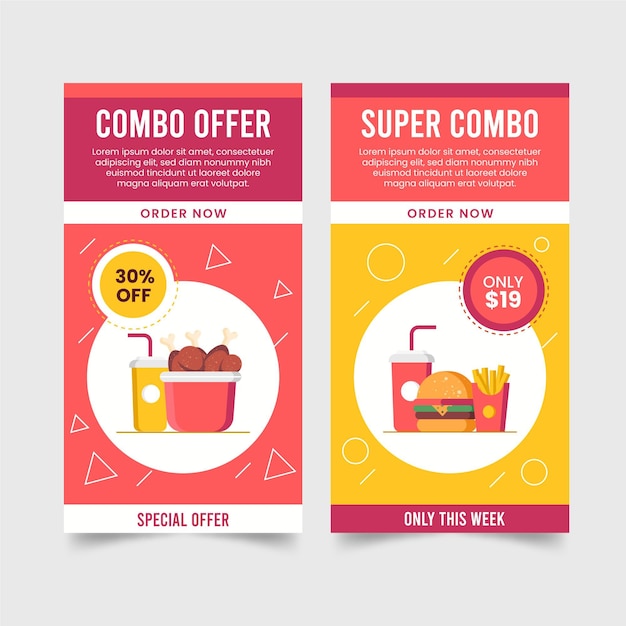 Free vector combo offers banners pack