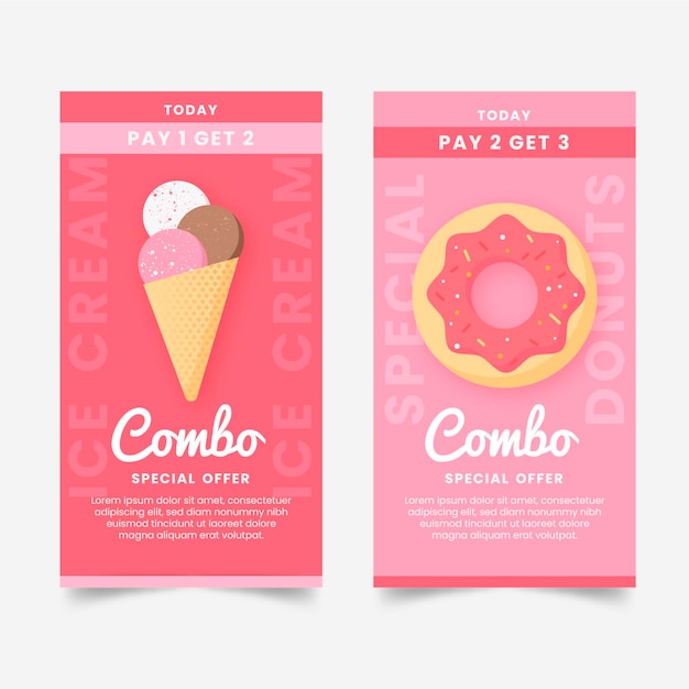 Free vector combo offers banners set