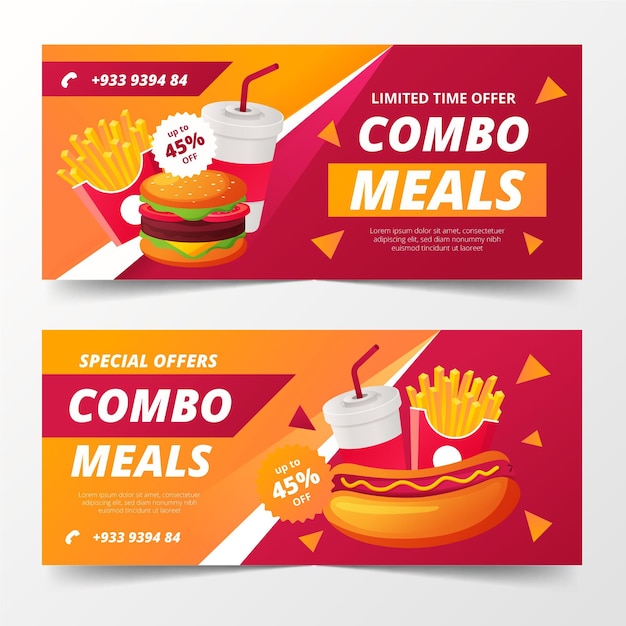 Free vector combo offers banners template