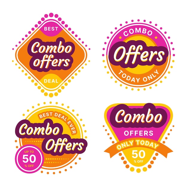 Free vector combo offers labels concept