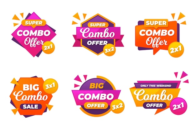 Free vector combo offers labels pack