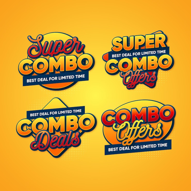 Free Vector combo offers labels set