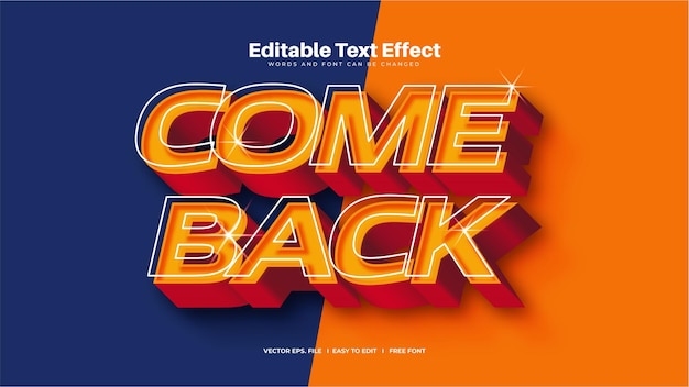 Come Back 3D Text Effect