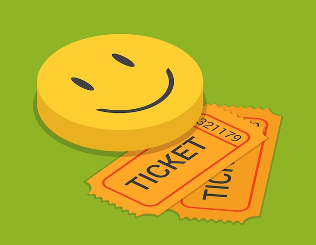 comedy stand-up show attendance ticket booking flat isometric