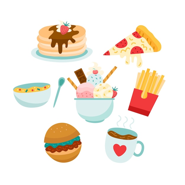 Free vector comfort food concept with fast food