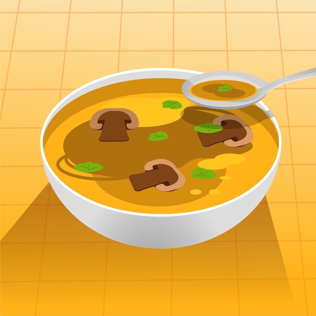 Free vector comfort food illustration with mushroom soup